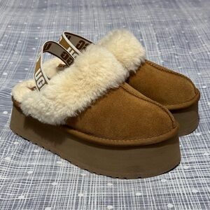 Ugg Funkette Platform Slippers Chestnut Size 8 Like New!